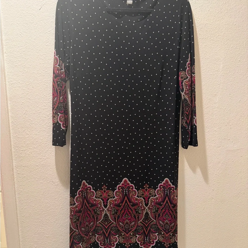 Tommy Hilfiger Women’s Pasisley 3/4 sleeve shift Dress- Size 14